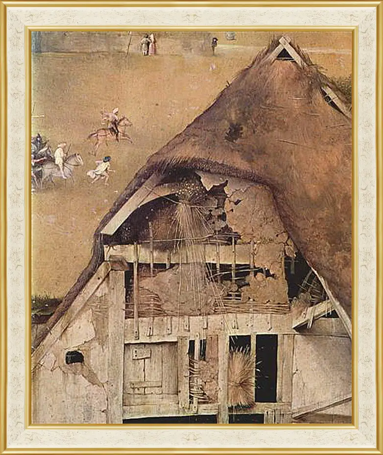 Картина в раме - Epiphanie-Triptychon, Mitteltafel - Anbetung der Heiligen Drei Konige. Иероним Босх