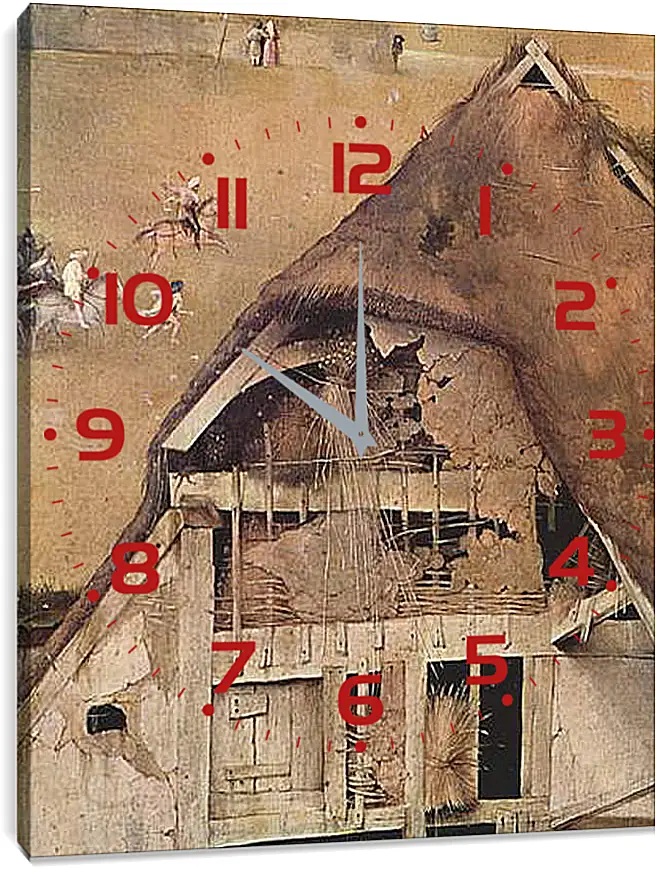 Часы картина - Epiphanie-Triptychon, Mitteltafel - Anbetung der Heiligen Drei Konige. Иероним Босх
