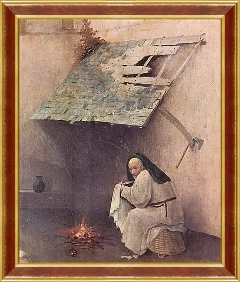Картина в раме - Epiphanie-Triptychon, linker Flugel - Hl. Petrus und kniender Stifter. Иероним Босх