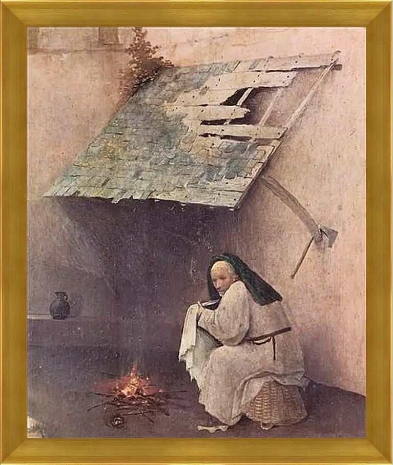 Картина в раме - Epiphanie-Triptychon, linker Flugel - Hl. Petrus und kniender Stifter. Иероним Босх