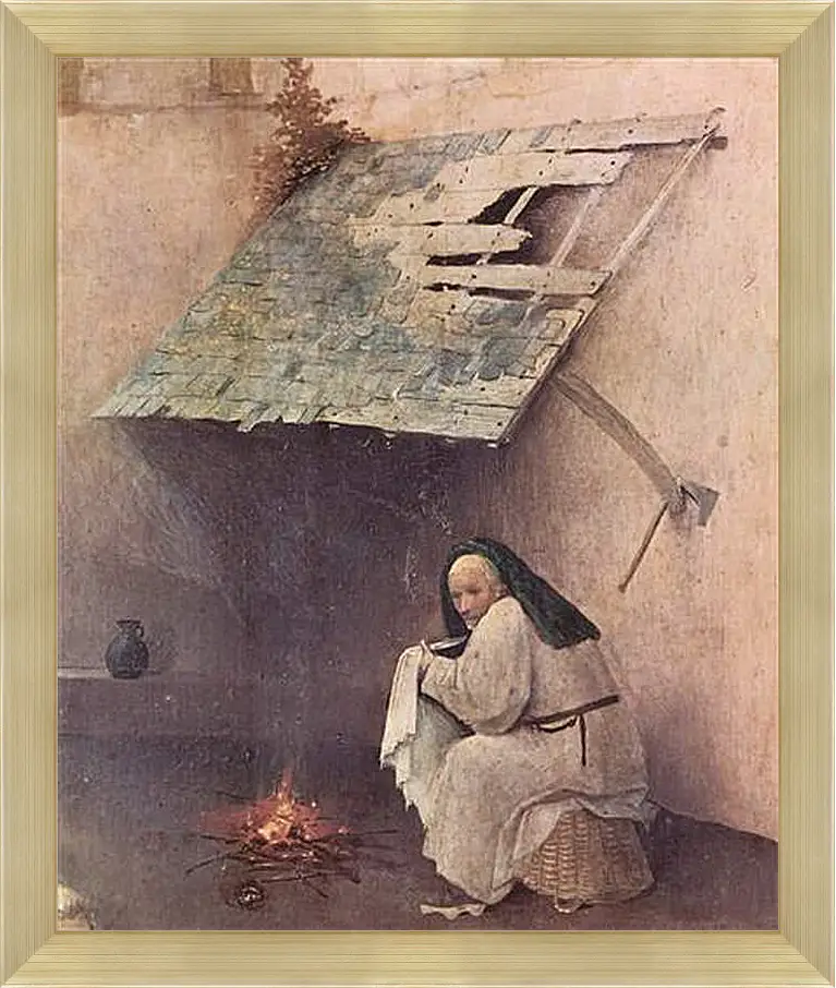 Картина в раме - Epiphanie-Triptychon, linker Flugel - Hl. Petrus und kniender Stifter. Иероним Босх