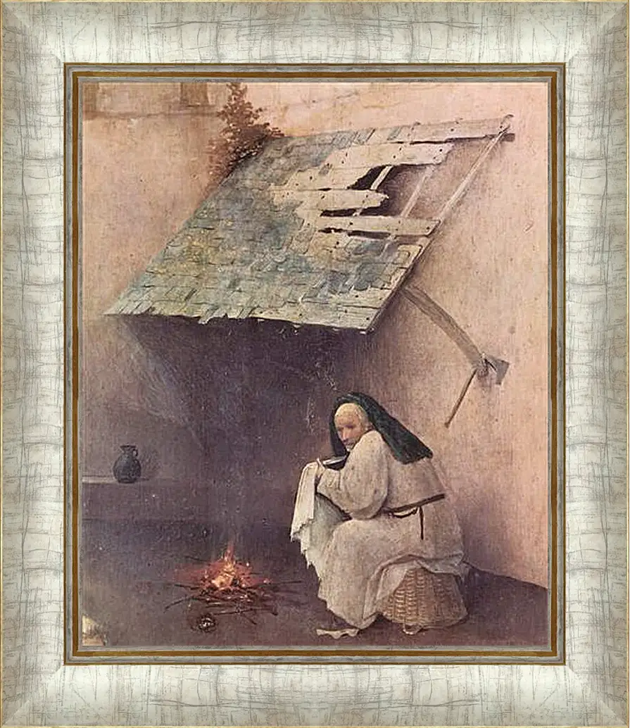 Картина в раме - Epiphanie-Triptychon, linker Flugel - Hl. Petrus und kniender Stifter. Иероним Босх