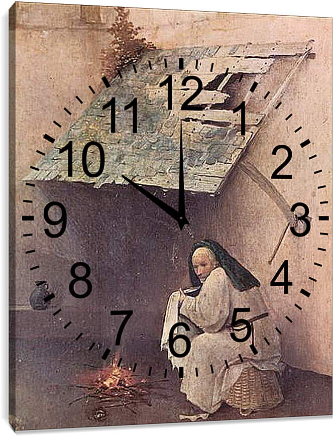 Часы картина - Epiphanie-Triptychon, linker Flugel - Hl. Petrus und kniender Stifter. Иероним Босх

