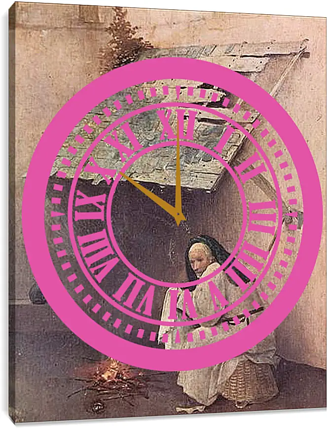 Часы картина - Epiphanie-Triptychon, linker Flugel - Hl. Petrus und kniender Stifter. Иероним Босх