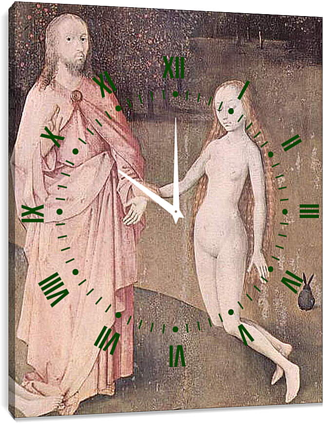 Часы картина - Der Garten der Luste, linker Flugel - Die Schopfung. Иероним Босх
