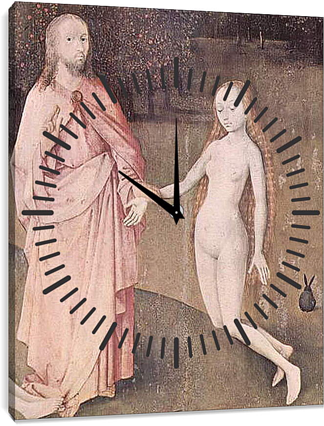 Часы картина - Der Garten der Luste, linker Flugel - Die Schopfung. Иероним Босх
