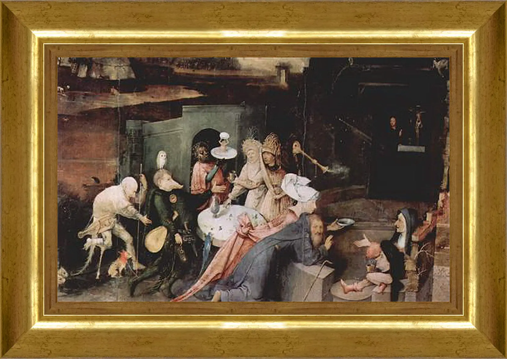 Картина в раме - Antoniusaltar, Triptychon, Mitteltafel - Versuchung des Hl. Antonius. Иероним Босх