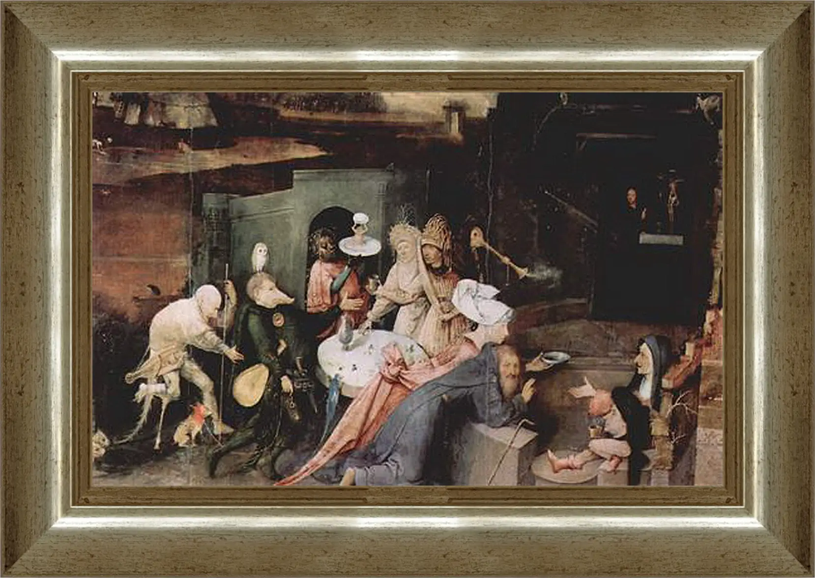 Картина в раме - Antoniusaltar, Triptychon, Mitteltafel - Versuchung des Hl. Antonius. Иероним Босх