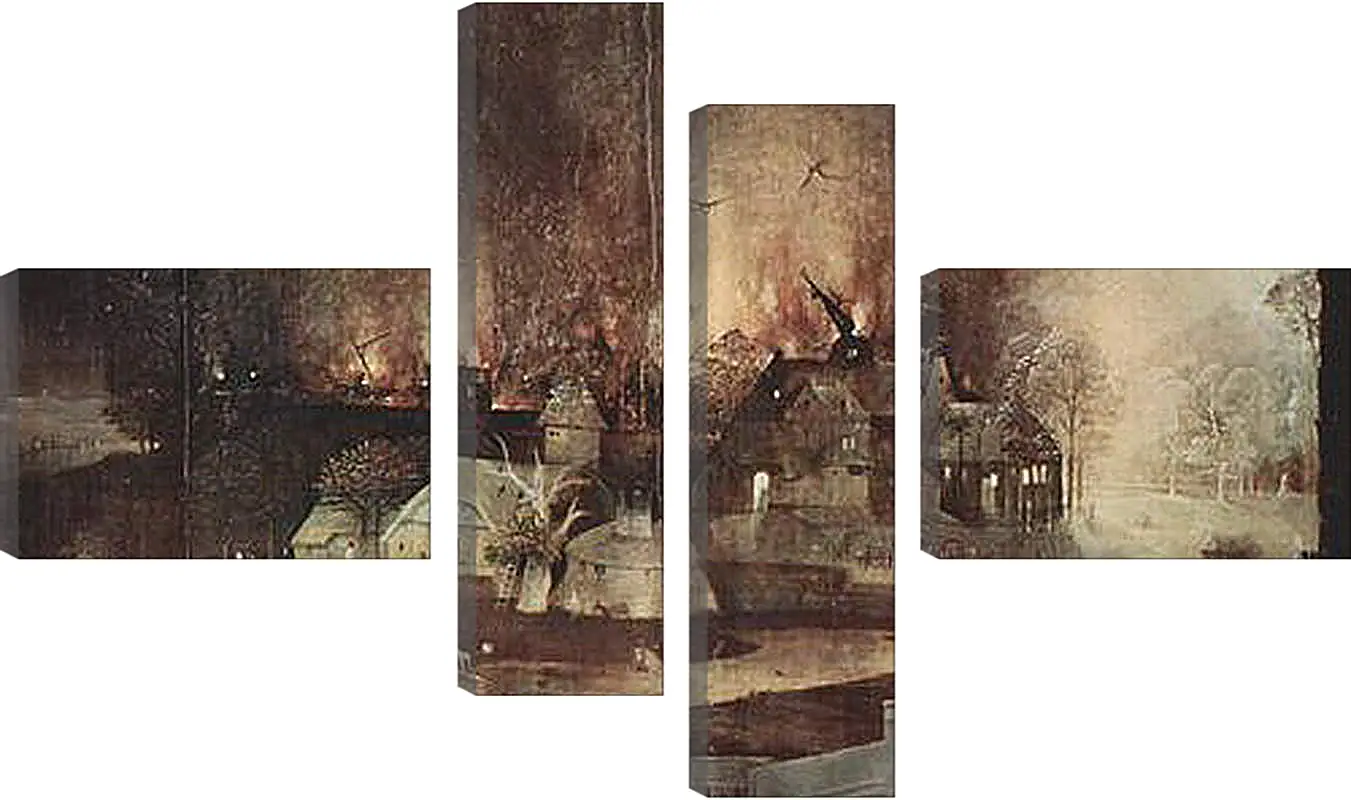 Модульная картина - Antoniusaltar, Triptychon, Mitteltafel - Versuchung des Hl. Antonius. Иероним Босх