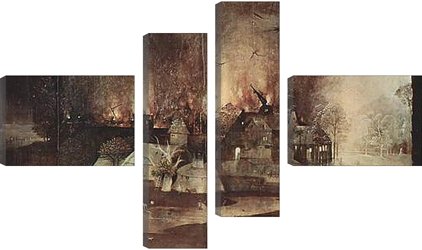 Модульная картина - Antoniusaltar, Triptychon, Mitteltafel - Versuchung des Hl. Antonius. Иероним Босх