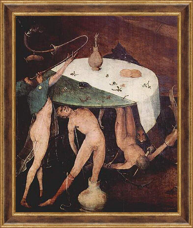 Картина в раме - Antoniusaltar, Triptychon, Mitteltafel - Versuchung des Hl. Antonius. Иероним Босх
