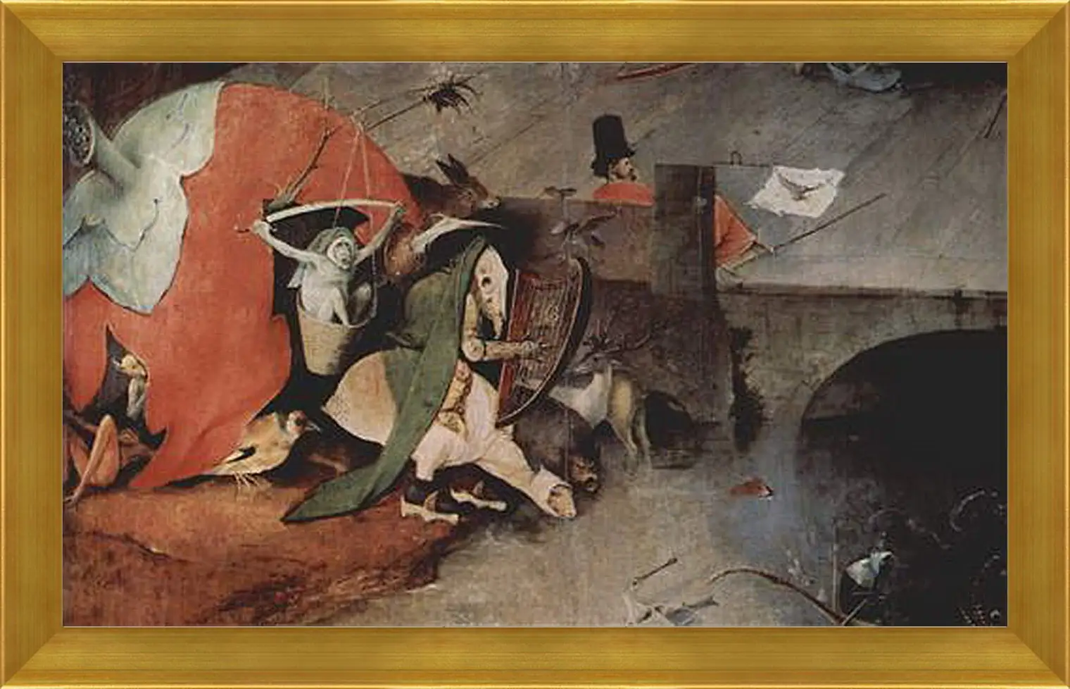 Картина в раме - Antoniusaltar, Triptychon, Mitteltafel - Versuchung des Hl. Antonius. Иероним Босх