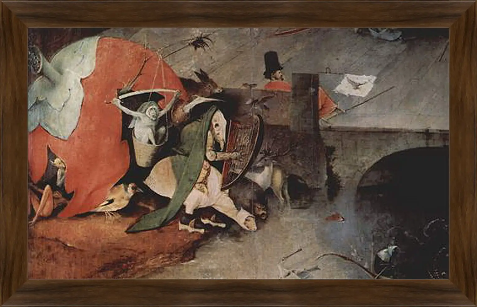 Картина в раме - Antoniusaltar, Triptychon, Mitteltafel - Versuchung des Hl. Antonius. Иероним Босх