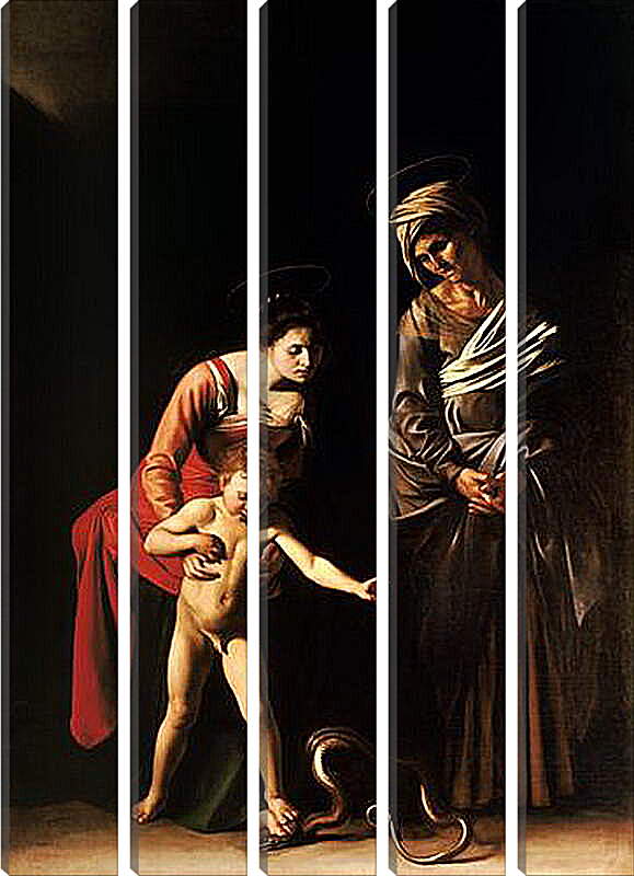Модульная картина - Мадонна и ребенок со Святой Анной (Мадонна со змеей). Микеланджело Караваджо
