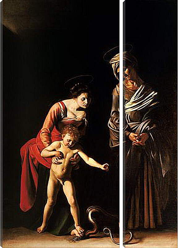 Модульная картина - Мадонна и ребенок со Святой Анной (Мадонна со змеей). Микеланджело Караваджо
