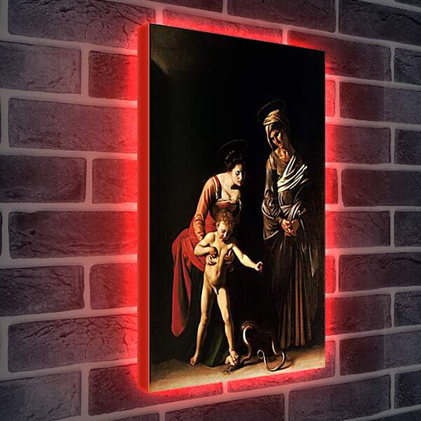 Лайтбокс световая панель - Мадонна и ребенок со Святой Анной (Мадонна со змеей). Микеланджело Караваджо
