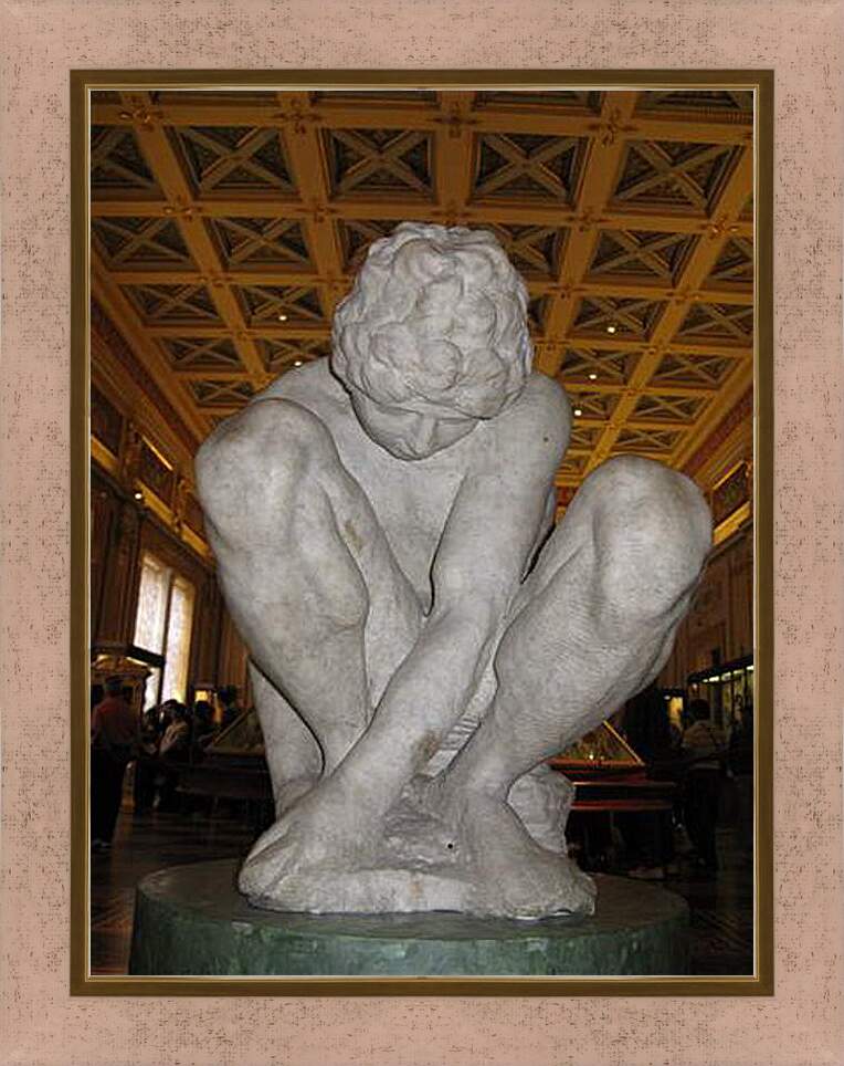 Картина в раме - Присевший мальчик Микеланджело. Микеланджело Караваджо

