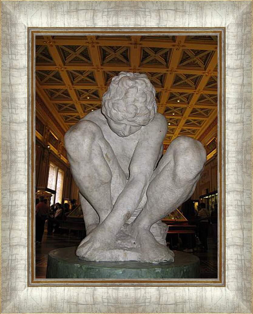 Картина в раме - Присевший мальчик Микеланджело. Микеланджело Караваджо
