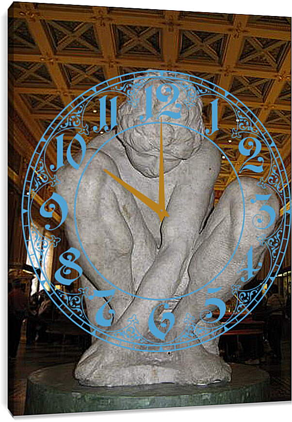 Часы картина - Присевший мальчик Микеланджело. Микеланджело Караваджо
