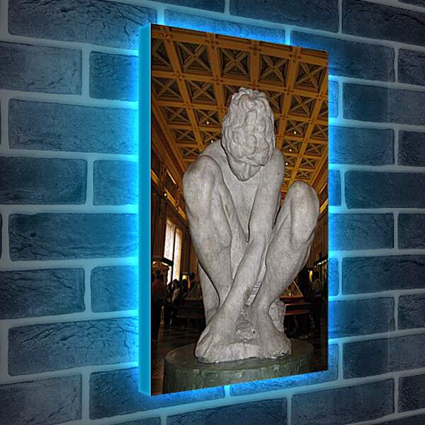 Лайтбокс световая панель - Присевший мальчик Микеланджело. Микеланджело Караваджо

