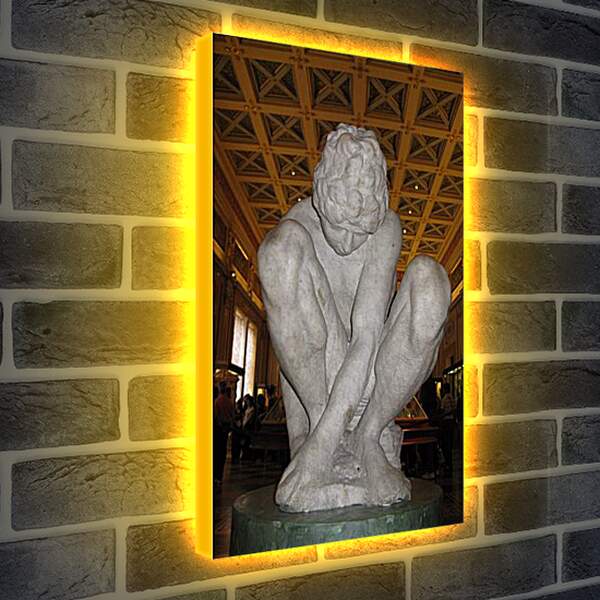 Лайтбокс световая панель - Присевший мальчик Микеланджело. Микеланджело Караваджо
