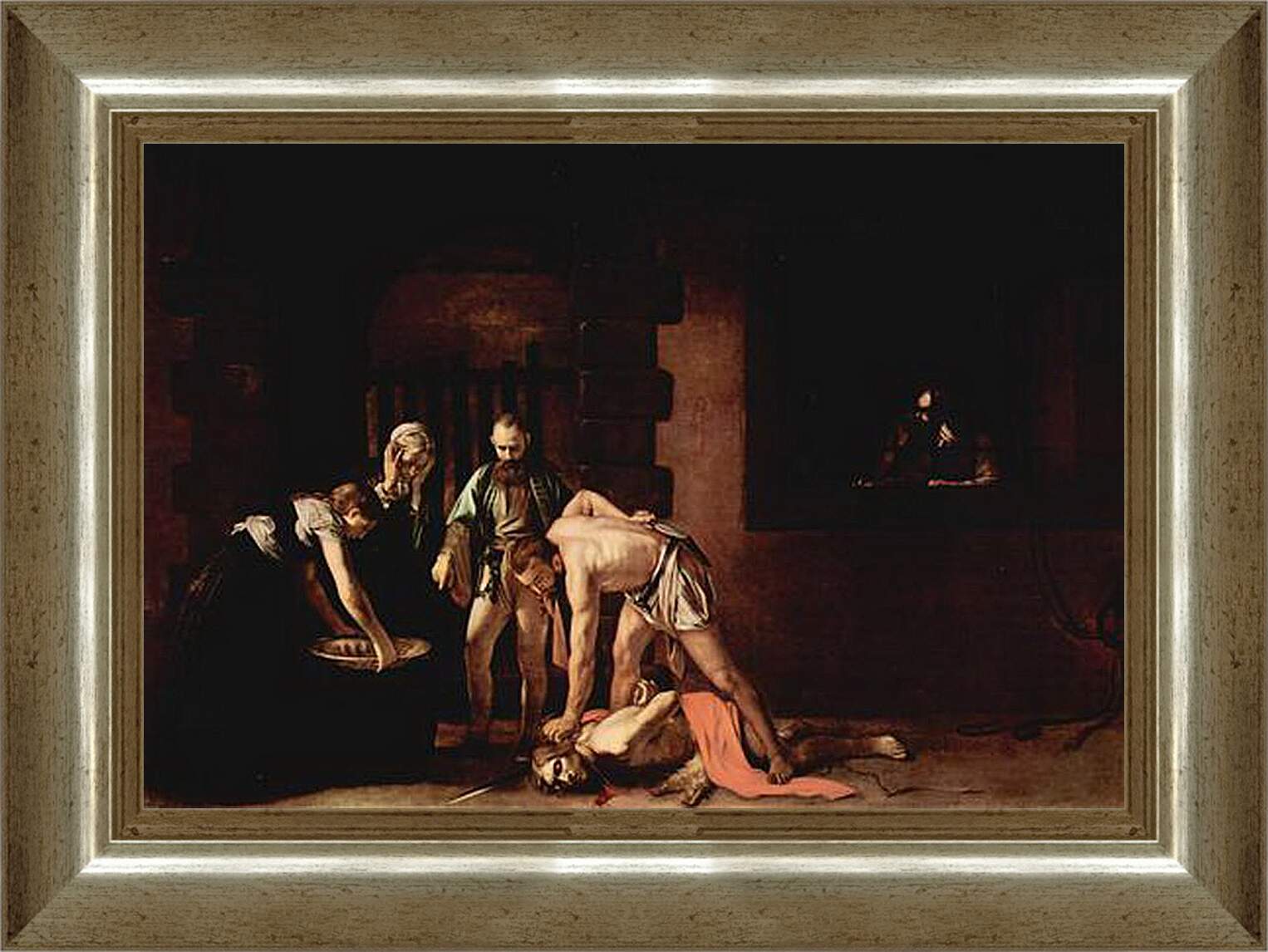 Картина в раме - Усекновения главы Иоанна Предтечи. Микеланджело Караваджо

