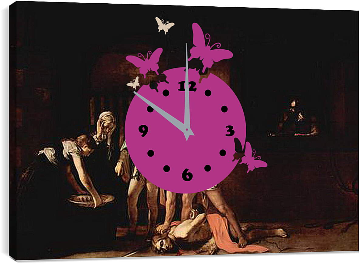 Часы картина - Усекновения главы Иоанна Предтечи. Микеланджело Караваджо
