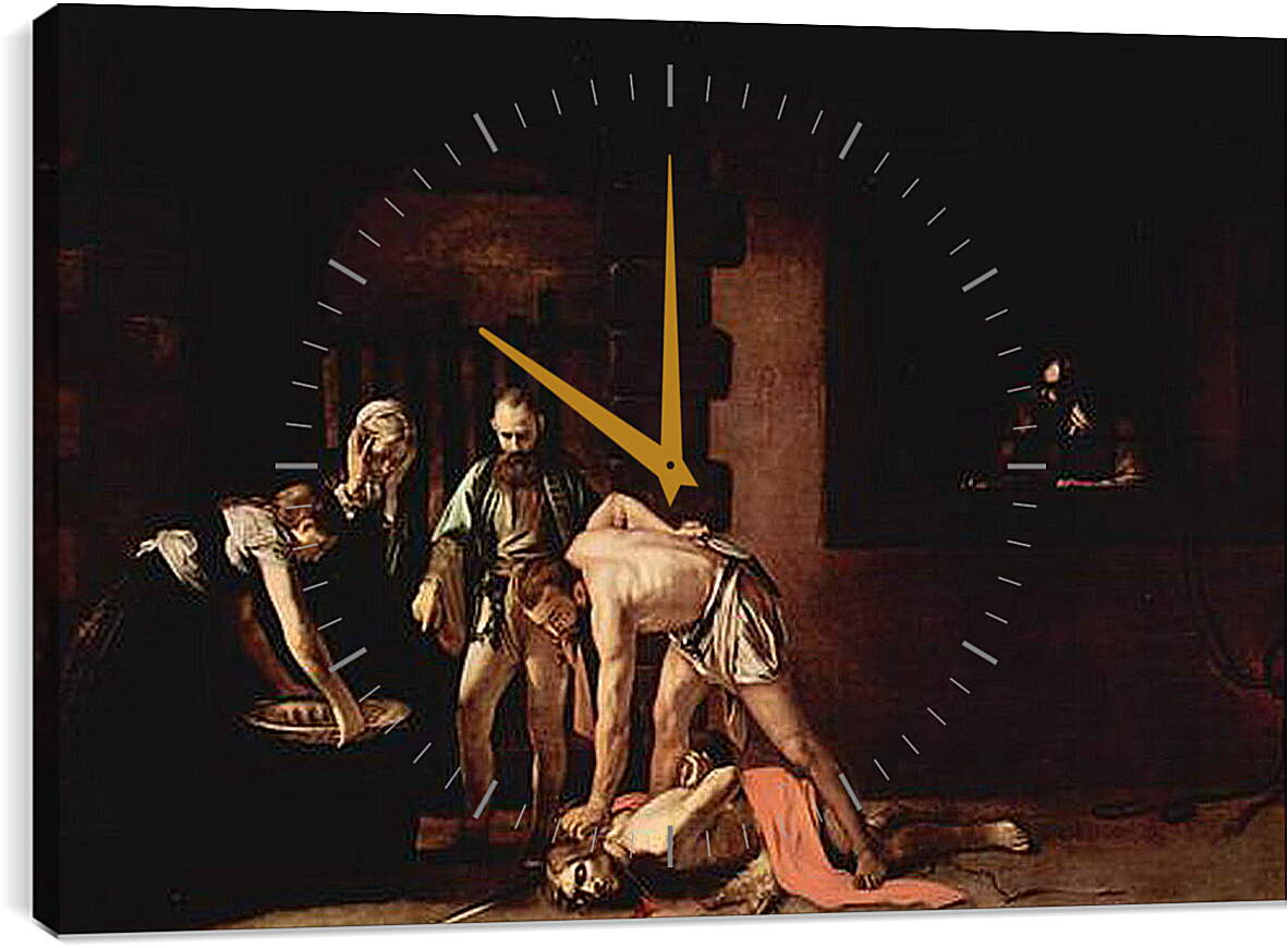 Часы картина - Усекновения главы Иоанна Предтечи. Микеланджело Караваджо
