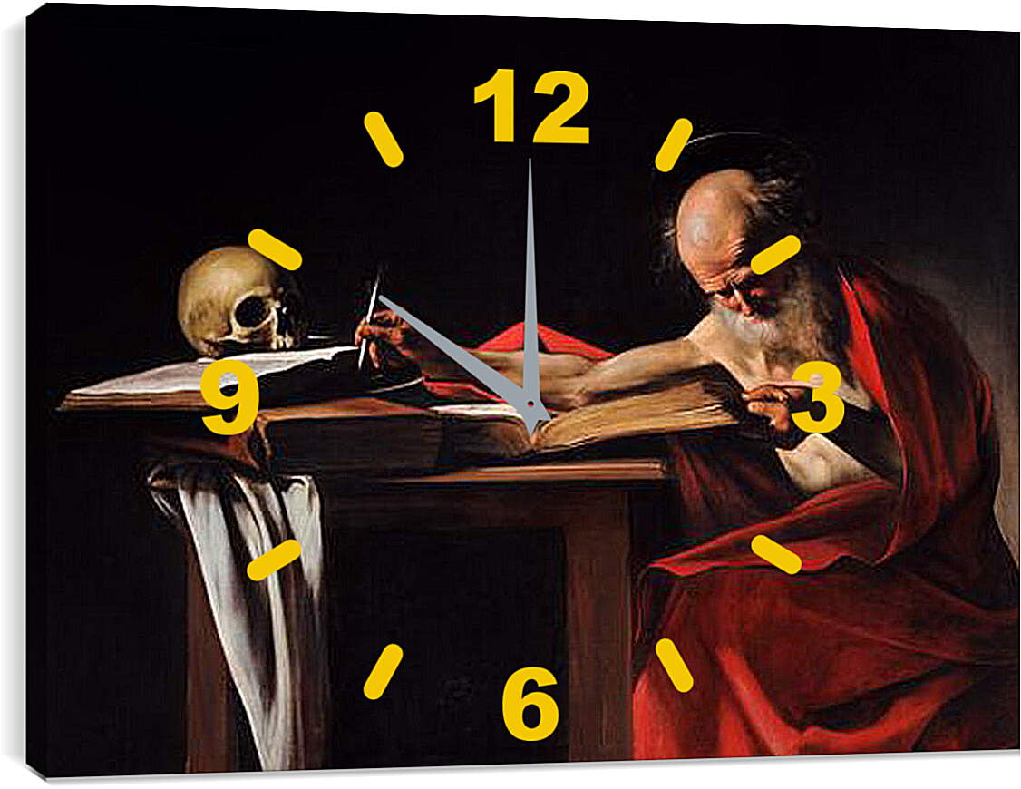 Часы картина - Пишущий Иероним. Микеланджело Караваджо

