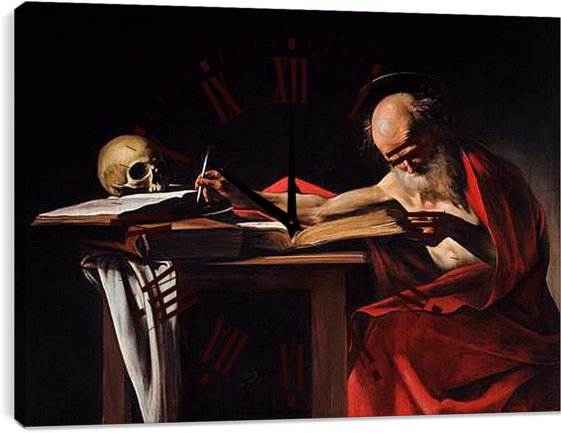 Часы картина - Пишущий Иероним. Микеланджело Караваджо
