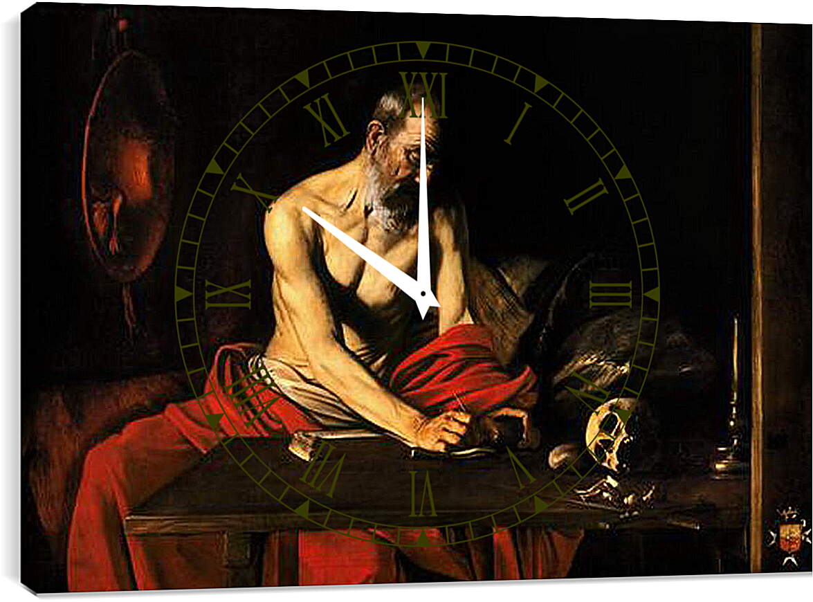 Часы картина - Святой Иероним. Микеланджело Караваджо
