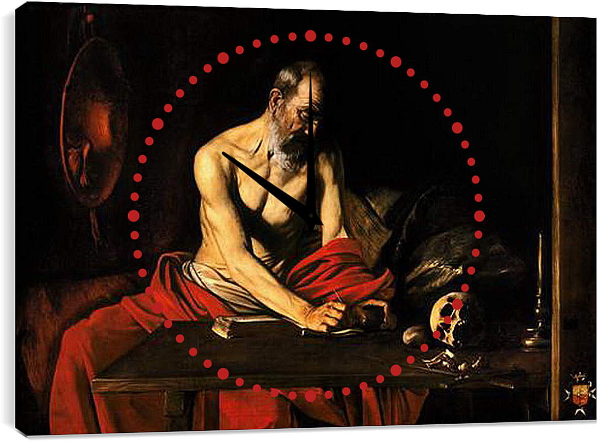 Часы картина - Святой Иероним. Микеланджело Караваджо
