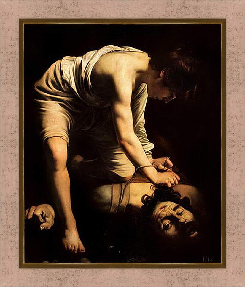 Картина в раме - Давид и Голиаф. Микеланджело Караваджо
