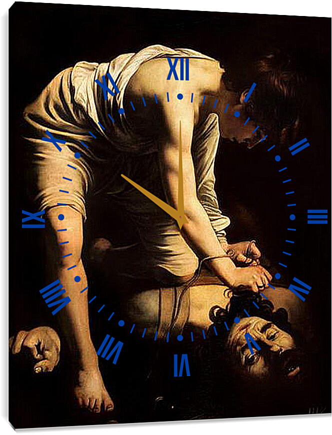 Часы картина - Давид и Голиаф. Микеланджело Караваджо
