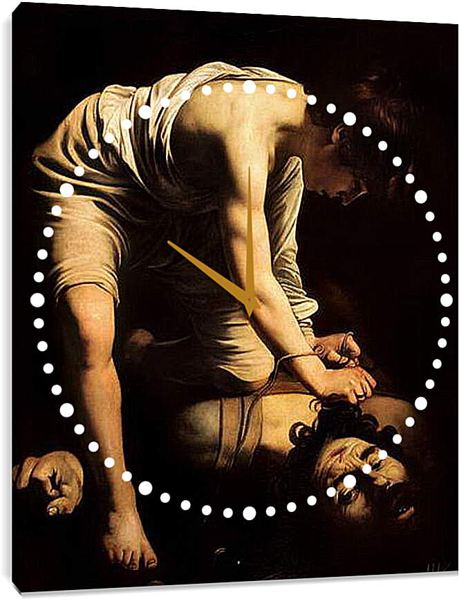 Часы картина - Давид и Голиаф. Микеланджело Караваджо
