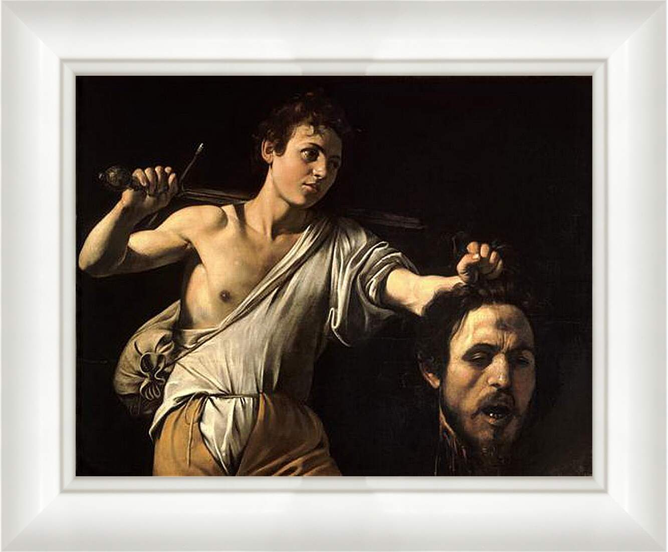 Картина в раме - Давид с головой Голиафа. Микеланджело Караваджо
