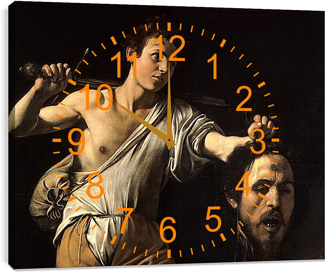 Часы картина - Давид с головой Голиафа. Микеланджело Караваджо
