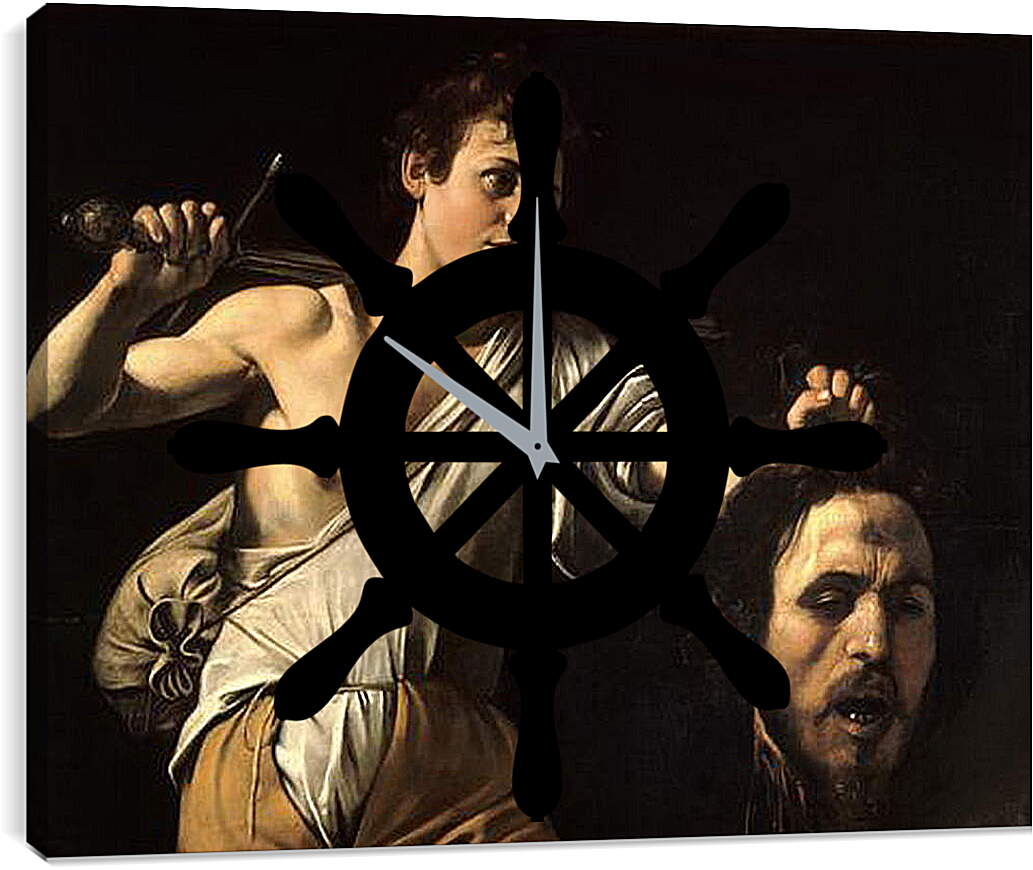 Часы картина - Давид с головой Голиафа. Микеланджело Караваджо
