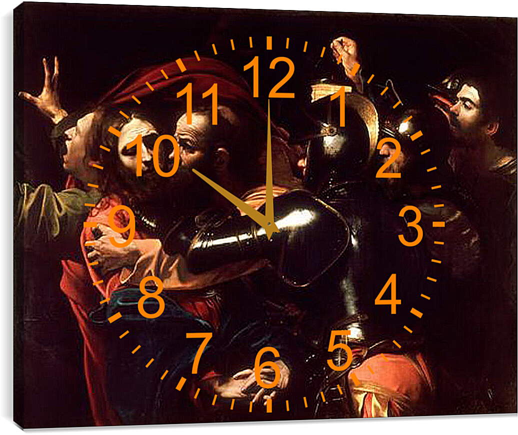 Часы картина - Взятие Христа. Микеланджело Караваджо
