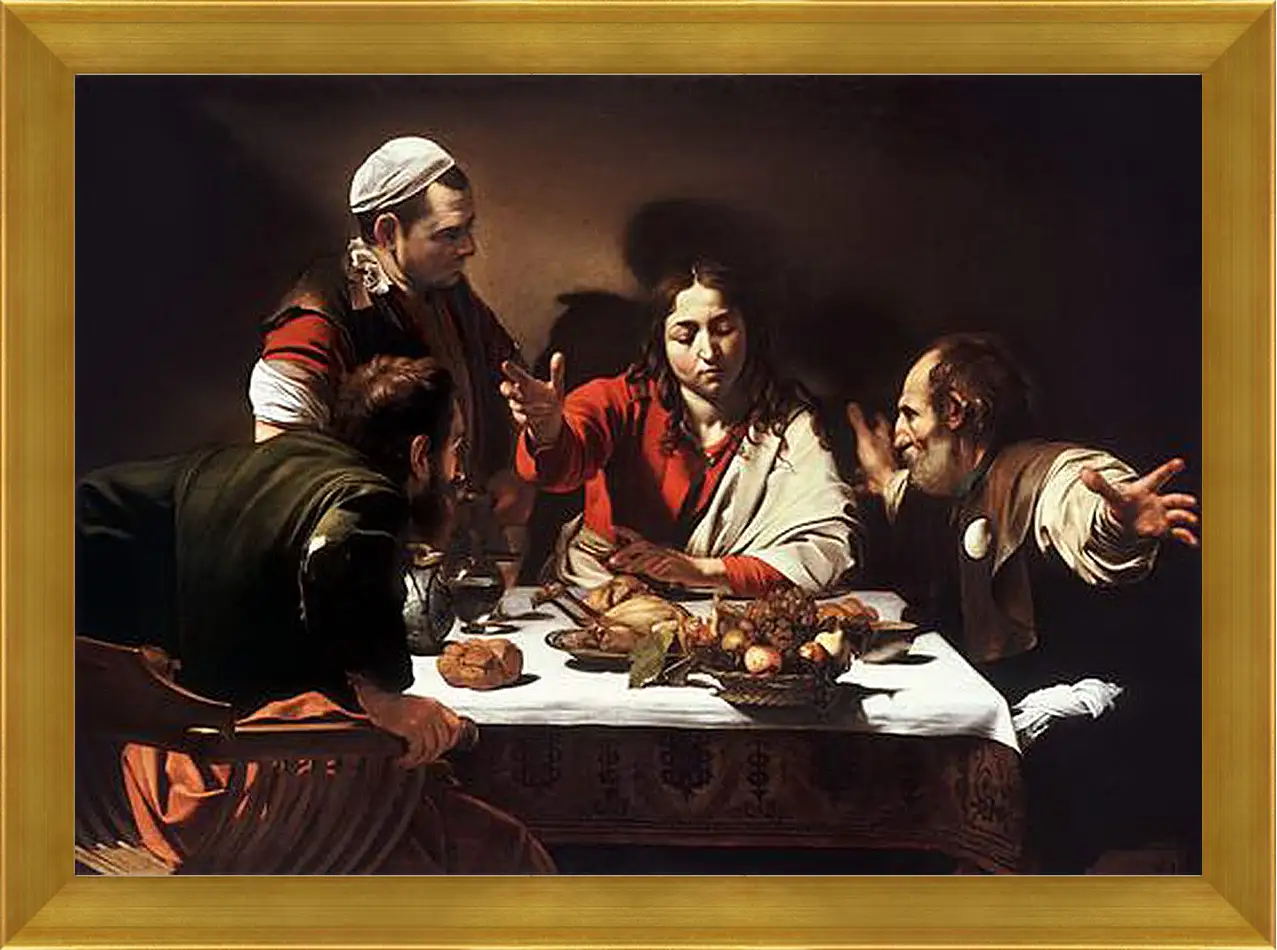 Картина в раме - Supper at Emmaus. Микеланджело Караваджо
