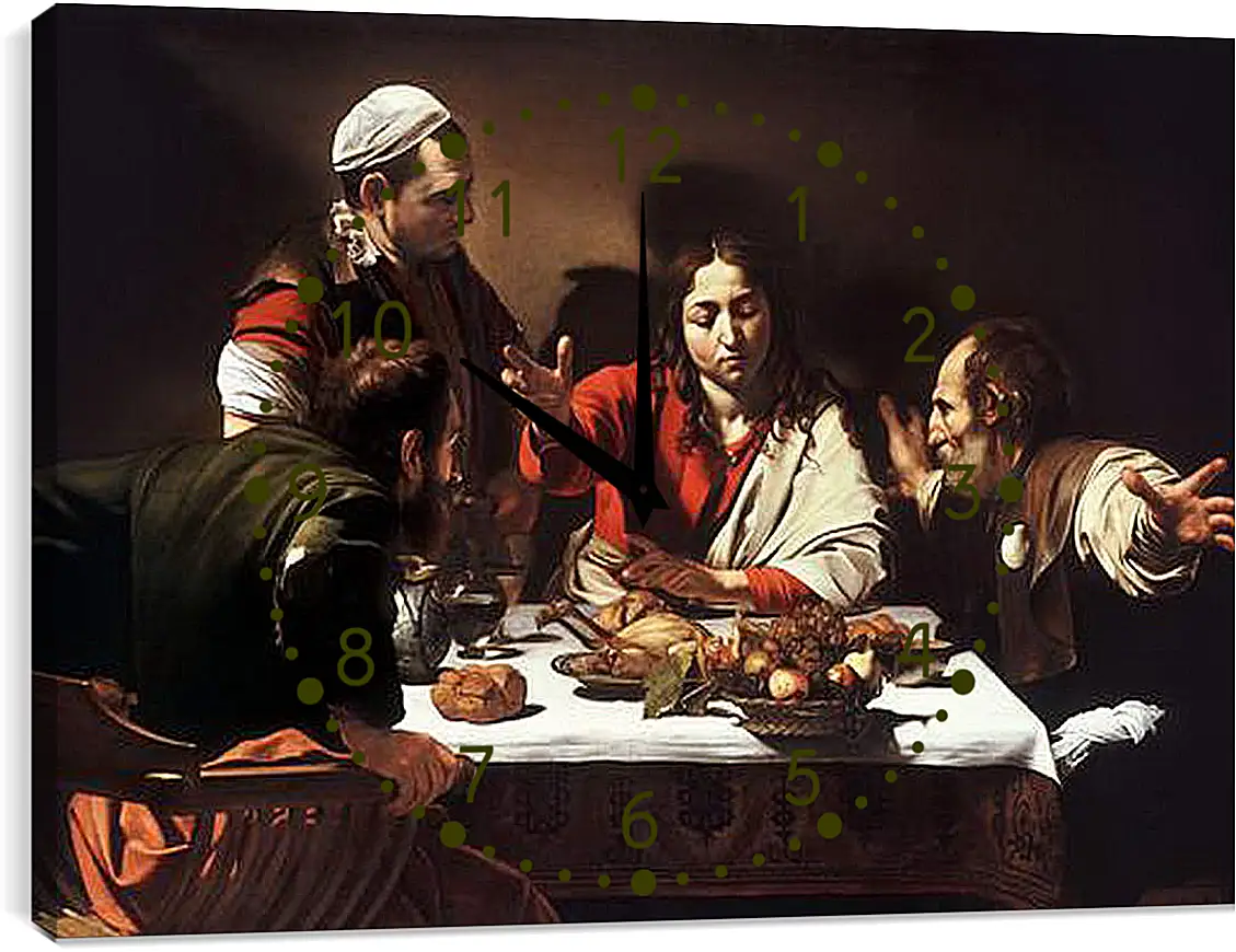 Часы картина - Supper at Emmaus. Микеланджело Караваджо