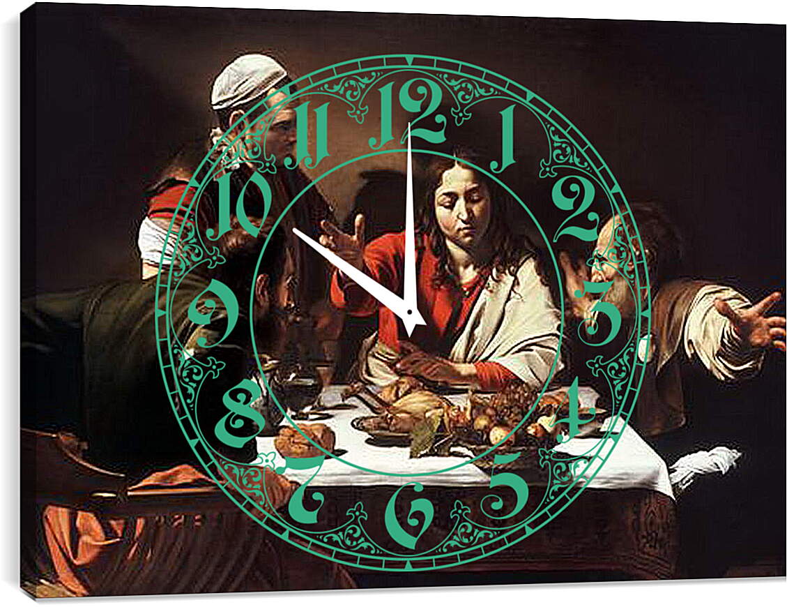 Часы картина - Supper at Emmaus. Микеланджело Караваджо
