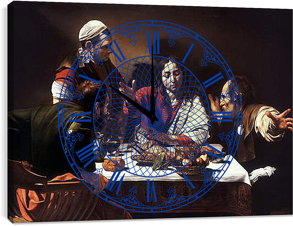 Часы картина - Supper at Emmaus. Микеланджело Караваджо

