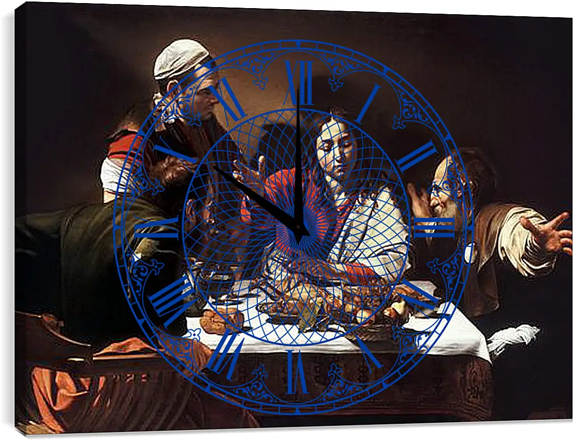 Часы картина - Supper at Emmaus. Микеланджело Караваджо