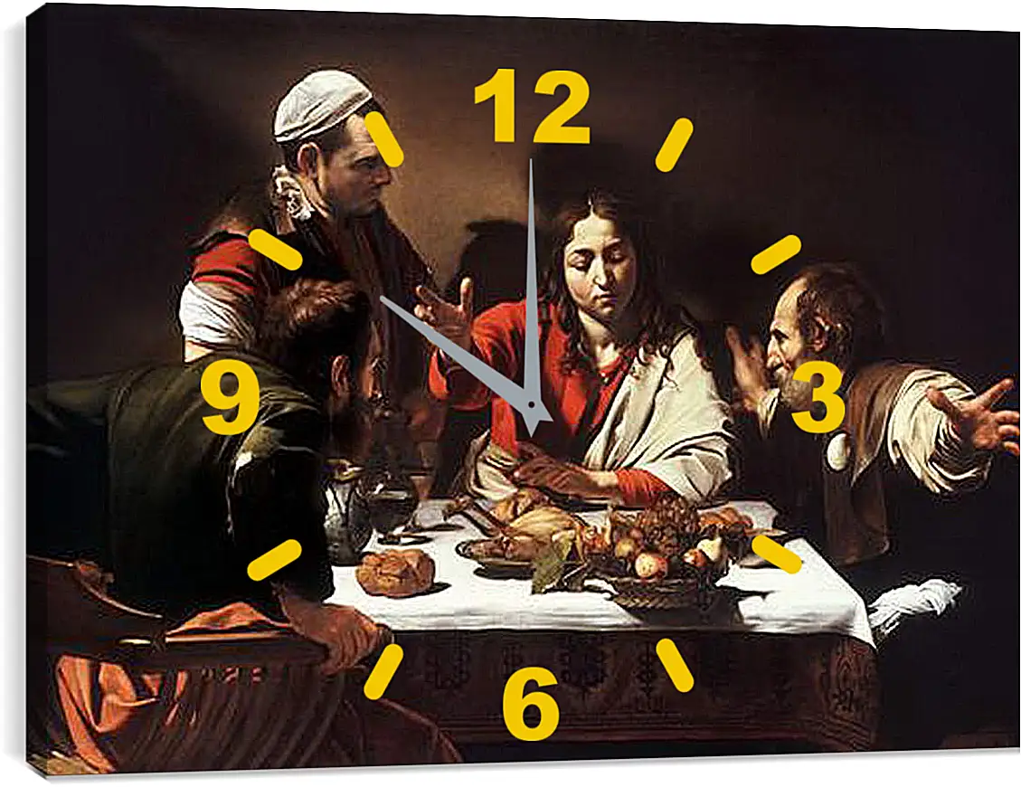 Часы картина - Supper at Emmaus. Микеланджело Караваджо