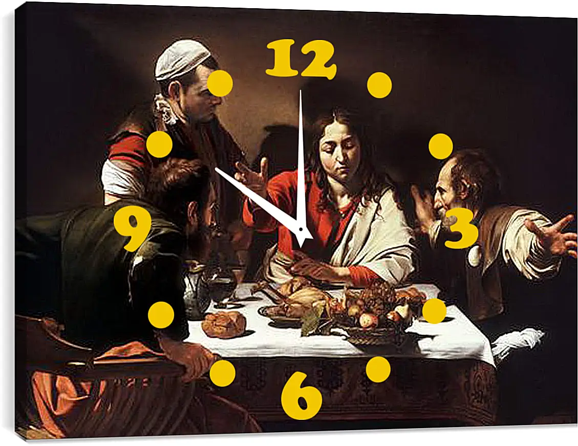 Часы картина - Supper at Emmaus. Микеланджело Караваджо