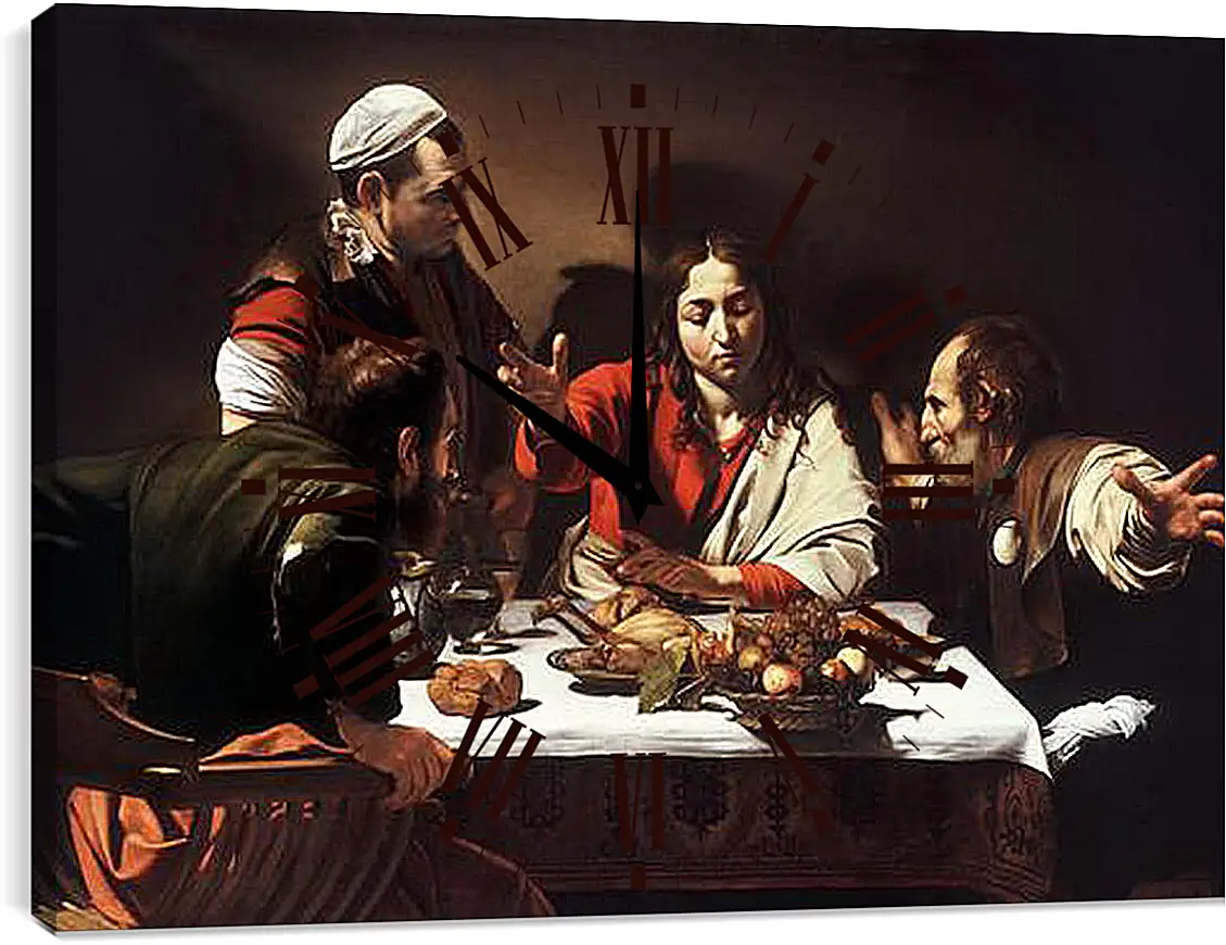 Часы картина - Supper at Emmaus. Микеланджело Караваджо
