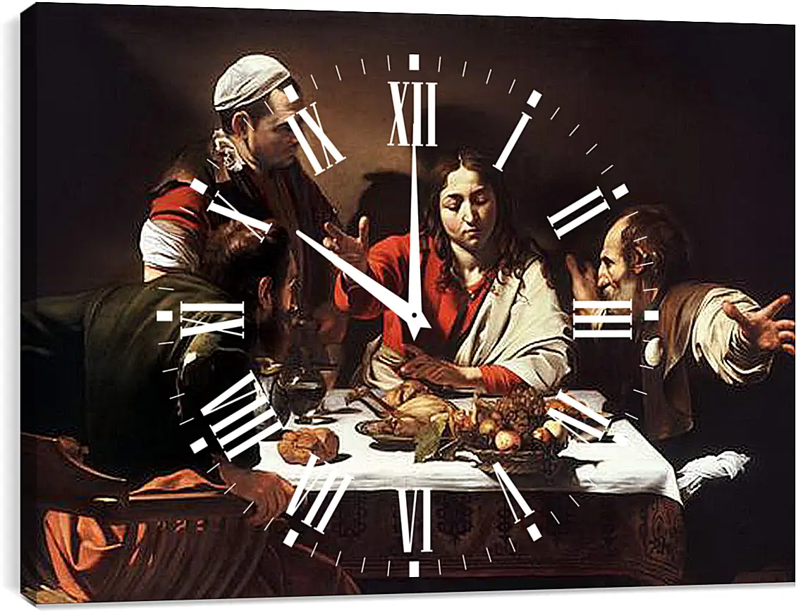 Часы картина - Supper at Emmaus. Микеланджело Караваджо