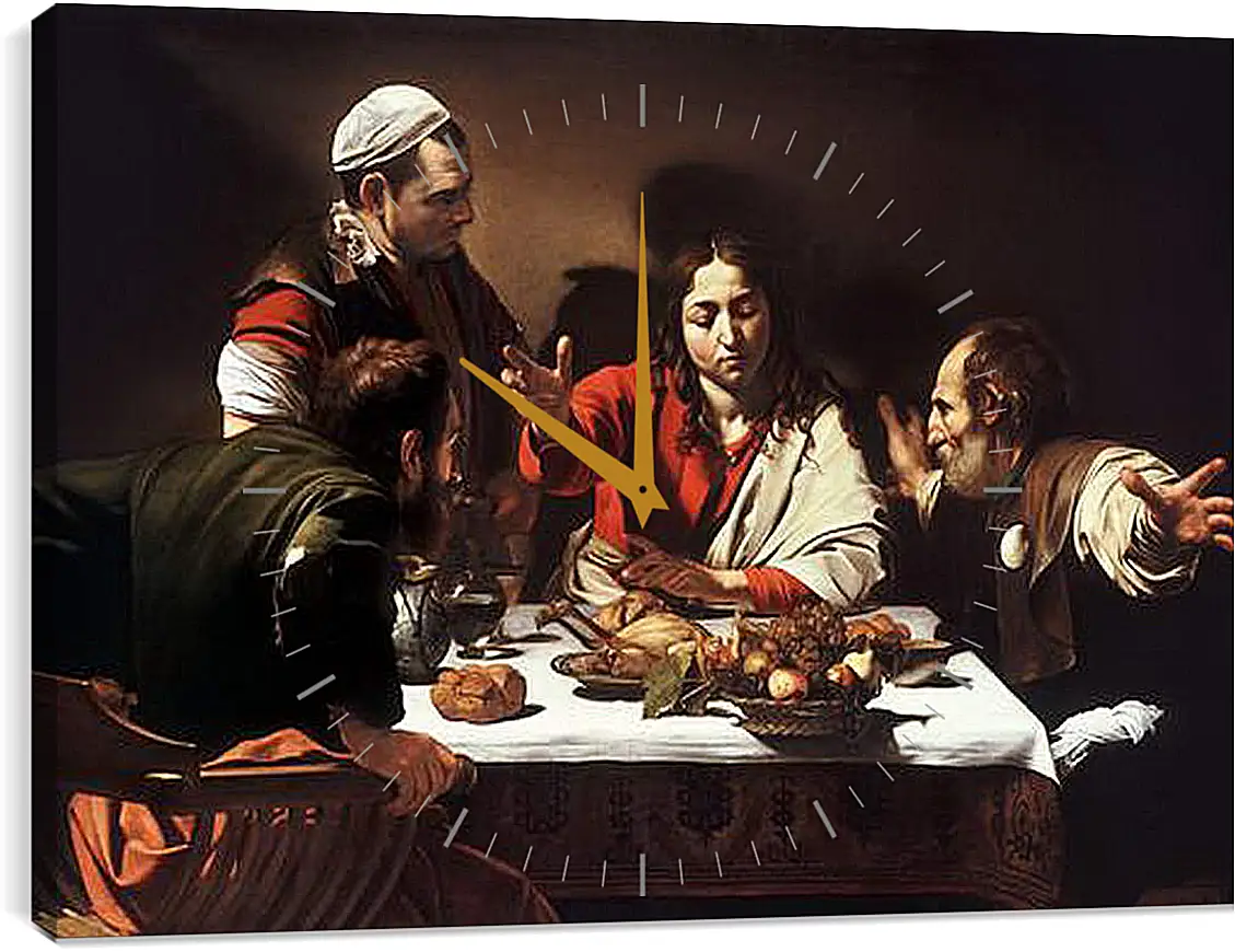 Часы картина - Supper at Emmaus. Микеланджело Караваджо
