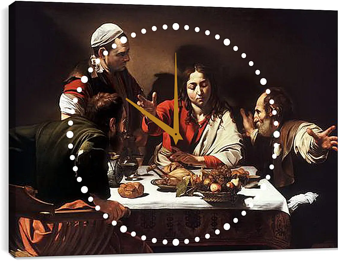 Часы картина - Supper at Emmaus. Микеланджело Караваджо
